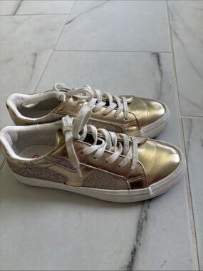 Sugar Gold Metallic Lace-Up Athletic Sneakers